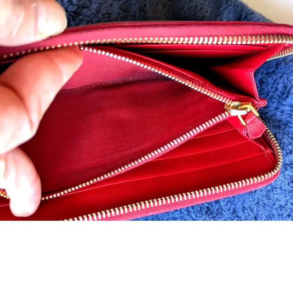Prada Saffiano Leather Fiocco Zip-Around Wallet